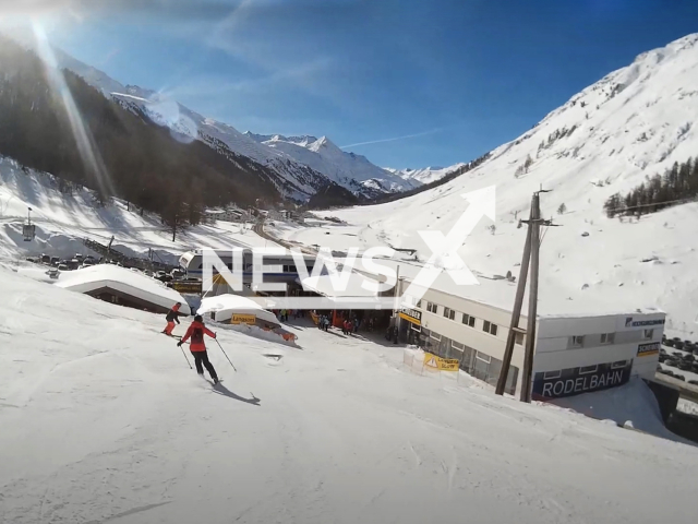 Photo shows an illustrative image of a slope in Obergurgl, Tyrol, Austria. Three British holidaymakers had to be airlifted to hospital following separate skiing accidents, Dec. 17 and Dec. 18, 2023. Note: Picture is a screenshot from a video (Newsflash)