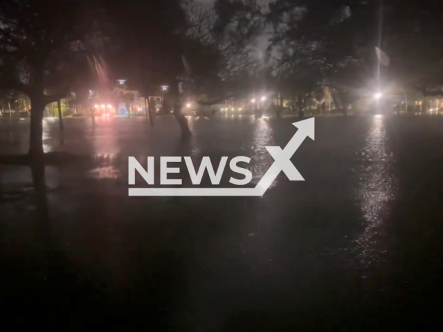 Flooding in a park in St. Petersburg, Florida, USA, on Sunday, Dec. 17, 2023. Note: picture is a screenshot from the video. (@TampaStorm/Clipzilla)