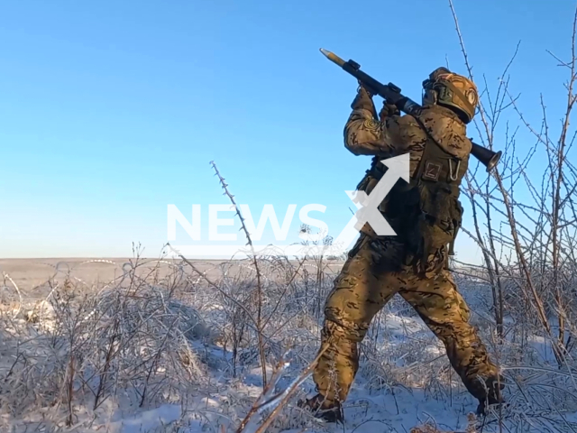 Russian forces destroy enemy units, in Bakhmut, Ukraine. Note: Picture is a screenshot from the video. (MOD Russia/Clipzilla)