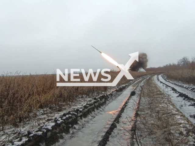 Crews of the Uragan multiple launch rocket systems (MLRS) of the Vostok destroy manpower and armored vehicles of the Ukrainian Armed Forces in Donetsk, Ukraine. Note: Picture is a screenshot from the video. (Ministry of Defense of the Russian Federation/Clipzilla)