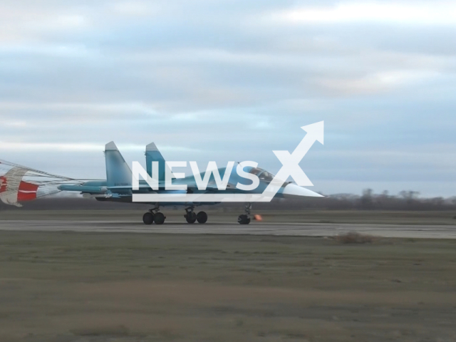 The crews of multifunctional supersonic fighter-bombers Su-34 VKS carries out attacks with guided aircraft weapons, hitting three command and observation posts of the Ukrainian Armed Forces in the Krasnolimansk direction in the zone of a special military operation, Ukraine. Note: Picture is a screenshot from the video. (Ministry of Defense of the Russian Federation/Clipzilla)