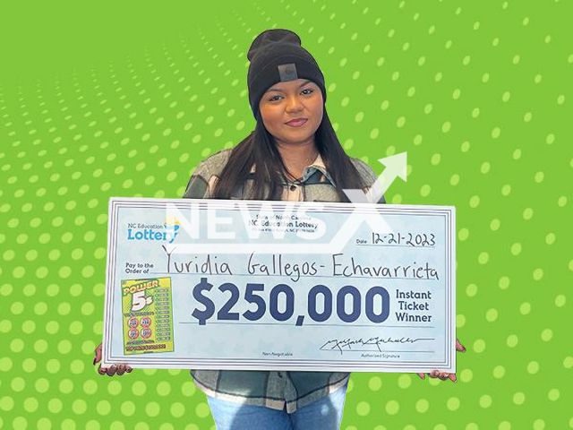 Photo shows Yuridia Gallegos-Echavarrieta, undated. The Mount Airy resident won $250,000 on a scratch-off present from her grandfather.
Note: Licensed photo(NC Education Lottery/Newsflash).