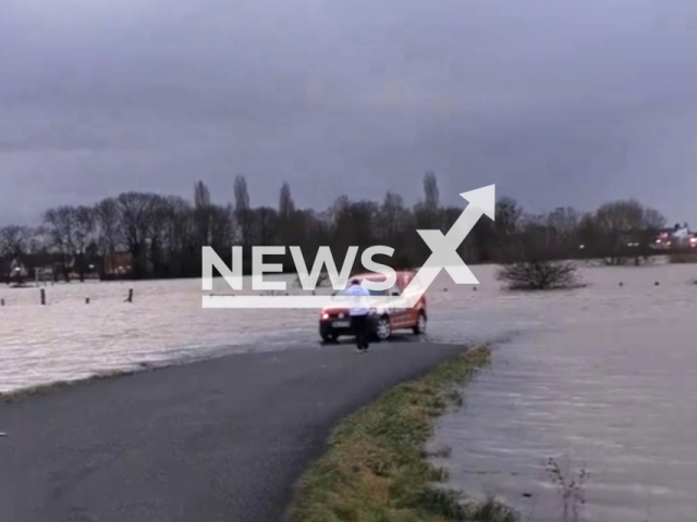 Flooding in Hannover, Germany, on Wednesday, Dec. 27, 2023. Note: Picture is a screenshot from the video. (@cabalro/Clipzilla)