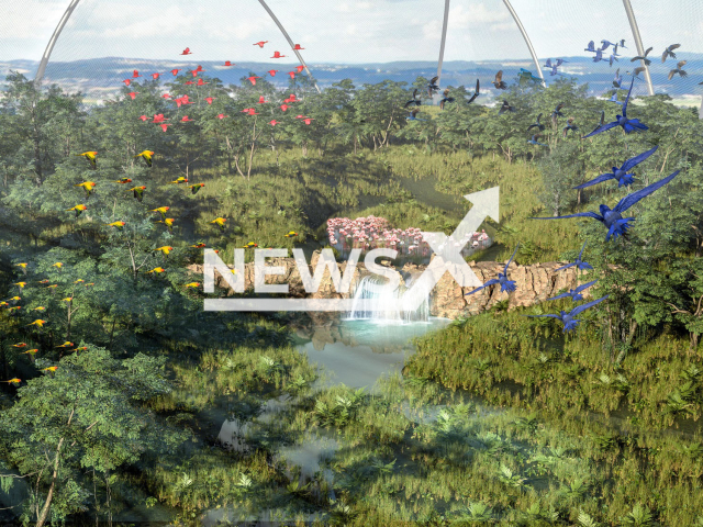 Picture shows rendering of the planned Pantanal Aviary at Zurich Zoo, undated. The Pantanal Aviary will be built from May 2024 in Zurich, Switzerland. Note: Licenced photo. (Zurich Zoo, Region Five Media/Newsflash)