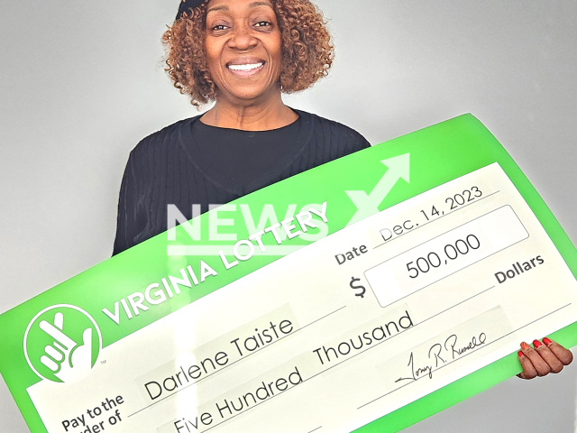 Photo shows Darlene Taiste, undated. The Chesapeake woman won $500.000 when she picked up a Cash is King ticket from the Virginia Lottery with her morning coffee.
Note: Licensed photo(Virginia Lottery/Newsflash).