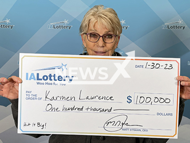 Photo shows Karmen Lawrence, undated. Lawrence, from Des Moines, Iowa, USA, scratched off a ticket her husband bought for her and won a USD 100,000 prize. Note: Licensed photo (Iowa Lottery/Newsflash)