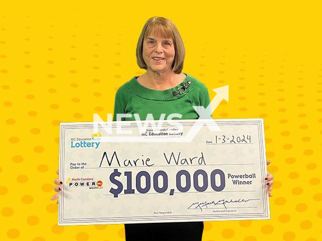 Durham resident Marie Ward poses in undated photo. She plans to go on a cruise with her husband after winning a $100,000 Powerball prize. Note: Lottery photo. (NC Education Lottery/Newsflash)