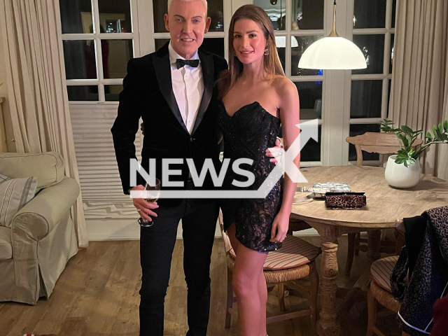 Hans Peter Geerdes, known as H. P. Baxxter, 59, poses with his girlfriend Sara, 22, in undated photo. The musician wants to marry his girlfriend. Note: Private photo. (@hpbaxxterofficial/Newsflash)