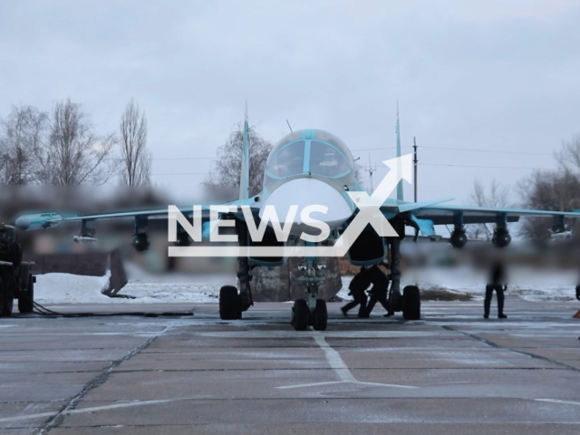 Russian Su-34 fighter jets fire missiles at Ukrainian military positions in the Lyman region in Ukraine in undated footage. The footage was released by the Russian MoD on Monday, Jan. 8, 2024.Note: Picture is screenshot from a video. (Russian Ministry of Defence/Newsflash)