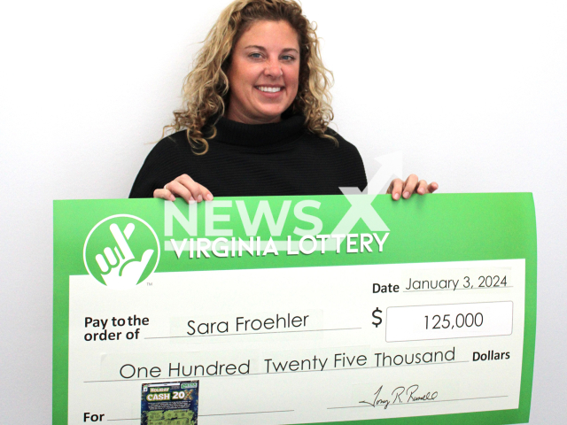 Photo shows  Sara Froehler, undated. The Virginia Beach woman scratched a Virginia Lottery ticket on Christmas Eve and won  $125,000.
Note: Licensed photo(Virginia Lottery/Newsflash).