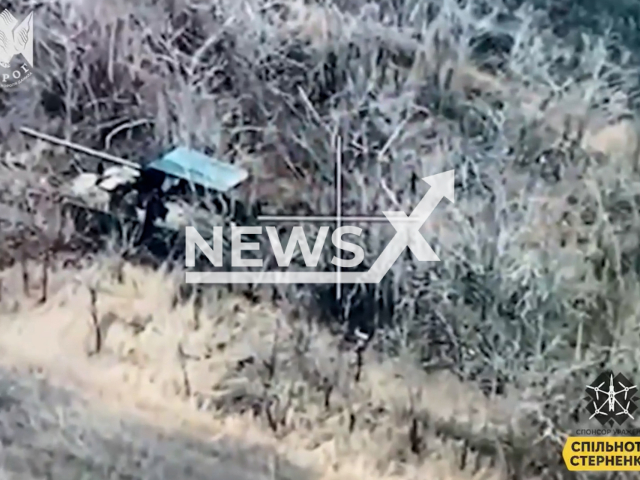 Ukrainian kamikaze drones destroy Russian tanks on the frontlines in Ukraine in undated footage. The footage was released by the Ground forces of the Armed Forces of Ukraine on Wednesday, Jan. 10, 2024.Note: Picture is screenshot from a video. (@72.brigade.best/Newsflash)