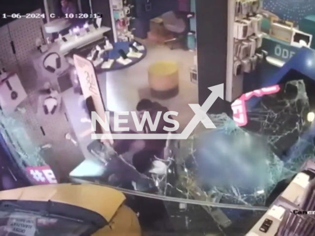 A vehicle plunges into a shop in Izmir, Turkey, on Jan. 6, 2024. Five people were injured as a result of the incident. Note: Picture is screenshot from a video. (Newsflash)