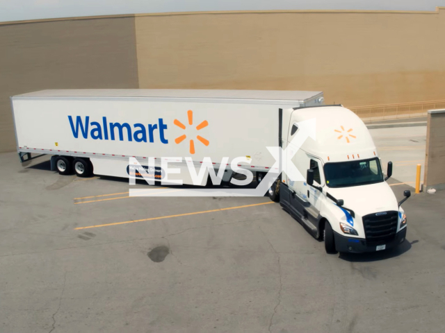 A truck from Walmart's private fleet. Note: Photo is a screenshot from video. (Newsflash)