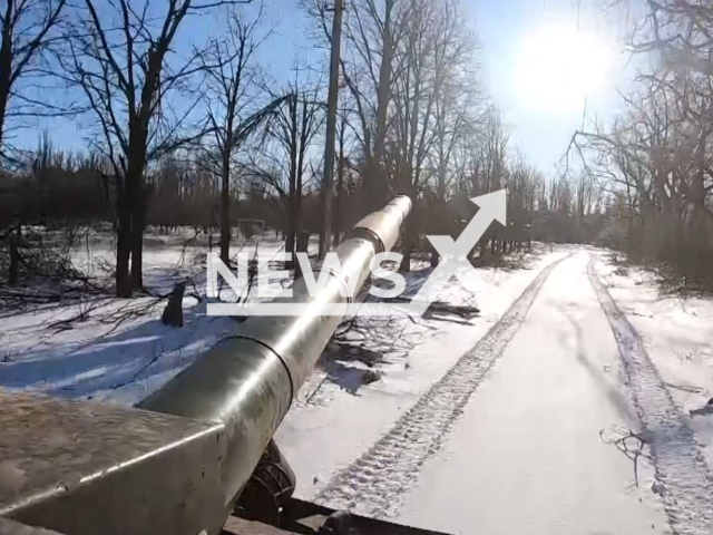 Russian tanks destroy Ukrainian military positions in the Donetsk region in Ukraine in undated footage. The footage was released by the Russian MoD on Thursday, Jan.11, 2024. Note: Picture is screenshoot from a video (Russian Ministry of Defence/Newsflash)