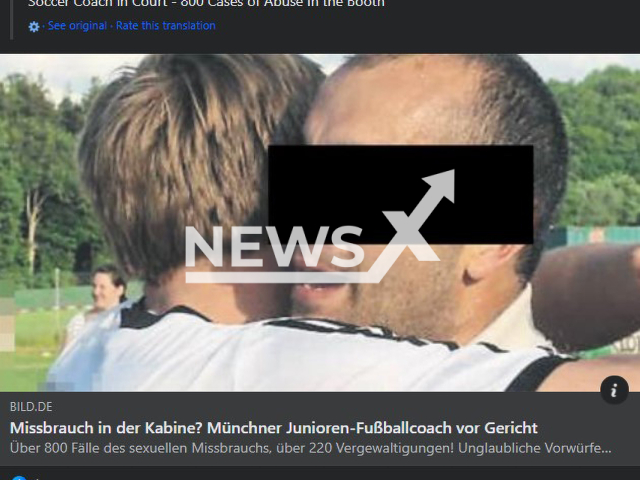 Photo shows Giuseppe T. who was youth head coach at the Munich suburban club, undated. The public prosecutor's office accuses him of more than 800 cases of sexual abuse and over 220 rapes. 
Note: Photo is a screenshot from FB post(Newsflash).