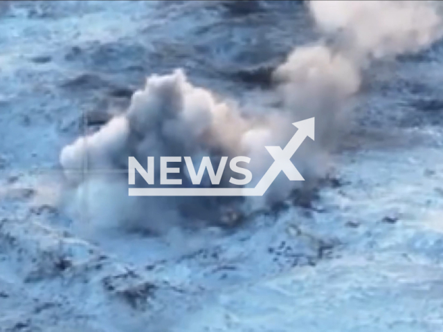 Ukrainian artillery destroys Russian war machines and military positions on the frontlines in Ukraine in undated footage. The footage was released by the Land Forces of the Armed Forces of Ukraine on Monday, Jan. 15, 2024. Note: Picture is screenshot from a video. (@landforcesofukraine/Newsflash)