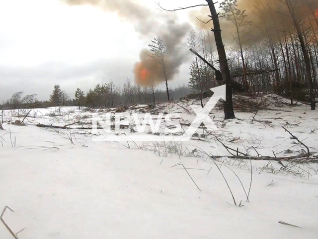 Experience the precision and firepower of Central Military District's 'Hyacinth-S' self-propelled howitzers as they successfully neutralize Ukrainian Armed Forces' artillery during a counter-battery operation on the Krasnolimansk front, providing a glimpse into the ongoing conflict as of January 16, 2024. Note: Picture is a screenshot from the video. (MOD Russia/Clipzill)