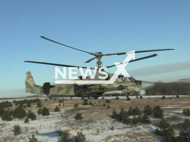 Witness the precision and success of the army aviation strike group as they execute a combat mission, utilizing Ka-52 "Alligator" and Mi-8 helicopters, to eliminate enemy targets on the Svatovo-Kremen front during a special military operation. Note: Picture is a screenshot from the video. (MOD Russia/Clipzilla)