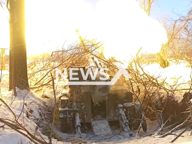 The devastating impact of Hyacinth-S artillery crews in the Donetsk direction, annihilating enemy targets with precision and power during the ongoing military operation on 17.01. Note: Picture is a screenshot from the video. (MOD Russia/Clipzilla)