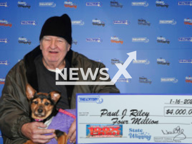 Photo shows Paul Riley of Peabody, undated. The man won $4 million prize in the Massachusetts State Lottery’s '100X Cash' instant ticket game.
Note: Licensed photo(Massachusetts State Lottery/Newsflash).