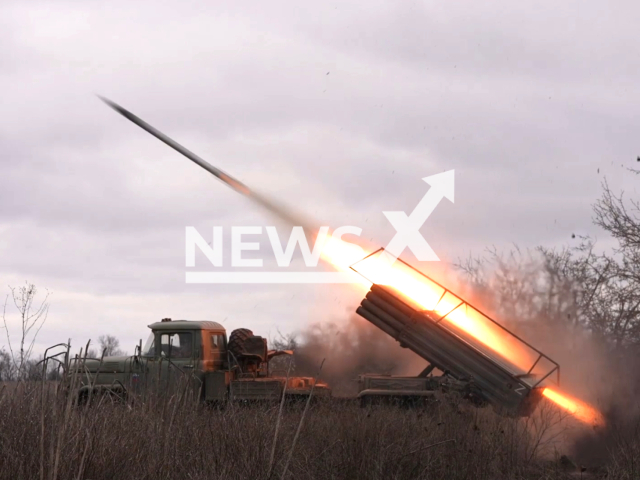 'Grad' Artillery Strikes Obliterate Ukrainian Positions in Kupiansk on 18 January. Note: This picture is a screenshot from the video. (MOD Russia/Clipzilla)