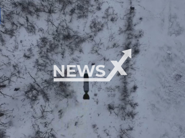 Ukrainian drones hunt down Russian soldiers and drop bombs on them on snowy frontlines of Ukraine in undated footage. The footage was released by the 23rd Separate Mechanized Brigade on Friday, Jan. 19, 2024. Note: Picture is screenshoot from a video (23rd brigade/Newsflash)