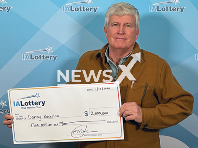 Photo shows Danny Buckelew, undated. The Pottawattamie County man won $2 million Powerball prize, while a second multimillion-dollar prize is still up for grabs.
Note: Licensed photo(IA Lottery/Newsflash).