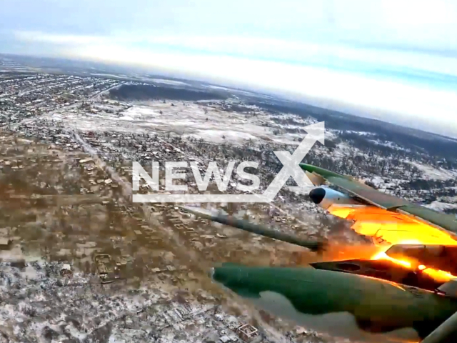 Russian Su-25 ground-attack aircraft execute precision strikes on Ukrainian Armed Forces units in Donetsk on 24 January. Note: Picture is a screenshot from the video. (MOD Russia/Clipzill)