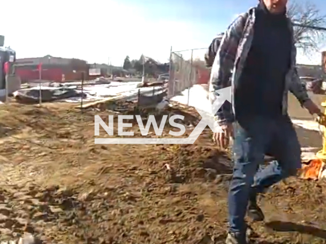 Police chase and arrest suspected shoplifter in Wheat Ridge, Colorado, USA, on Saturday, Jan. 20, 2024. Note: Picture is a screenshot from the video. (Wheat Ridge Police/Clipzilla)