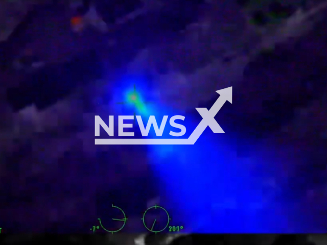 A laser is amid at the crew of a H-30 was assisting on a call in Vallejo, Calliformia, USA, on Wednesday, Jan. 24, 2024. Note: Picture is a screenshot from the video. (CHP - Golden Gate Division Air Operations/Clipzilla)