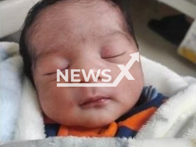 Picture shows the abducted baby, undated. Nanny drugged family to steal newborn in Pachuca, Mexico. Note: Police photo. (@SS_Edomex/Newsflash)