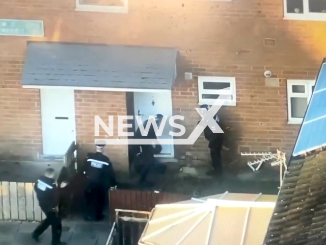 Middlesbrough’s Neighbourhood Policing Team (NPT) conduct a drugs warrant in Hemlington, UK, on Friday, Jan. 26, 2024. Note: Picture is a screenshot from the video. (Cleveland Police/Clipzilla)