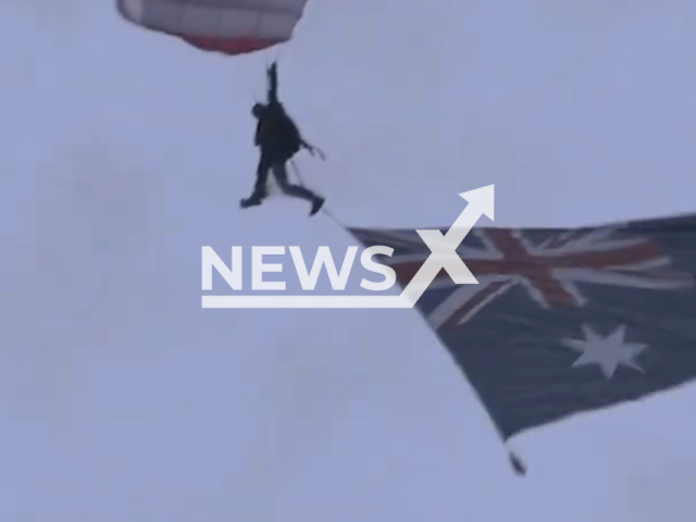 Australian Army parachutists perform for Australia Day, on Friday, Jan. 26, 2024. Note: Picture is a screenshot from the video. (Australian Army/Clipzilla)