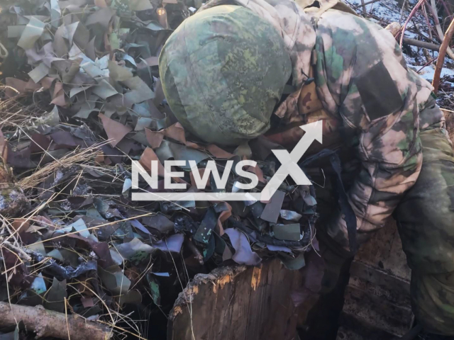 Russian airborne troops of “Msta-B” fire at the Ukrainian military positions in Donetsk Oblast in Ukraine in undated footage. The footage was released by the Russian MoD on Friday, Feb. 2, 2024. Note: Picture is screenshoot from a video (Russian Ministry of Defence/Newsflash)