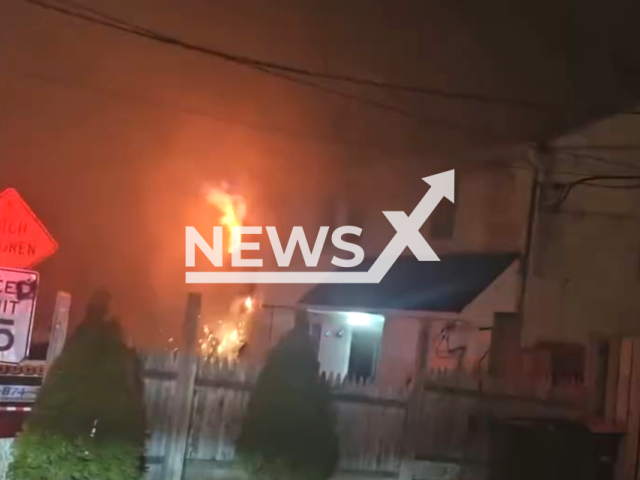 Fire in Chester, Pennsylvania, USA, on Thursday, Feb. 2, 2024. Note: Picture is a screenshot from the video. (City of Chester Bureau of Fire/Clipzilla)