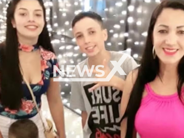 Picture shows Roseli da Silva Santos, 40, Emily Raiane de Lara, 23, who was pregnant, and teenager Agner Caua Coutinho dos Santos, 17, undated. A mother and two children died in Rio Branco do Sul, Brazil. Note: Private photo. (Newsflash)