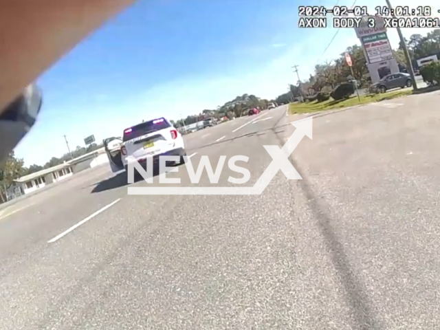 Woman steals police car, triggers deadly traffic crash in Silver Springs, Florida on 01 February. Note: Picture is a screenshot from the video. (Marion County Sheriff's Office/Clipzilla)