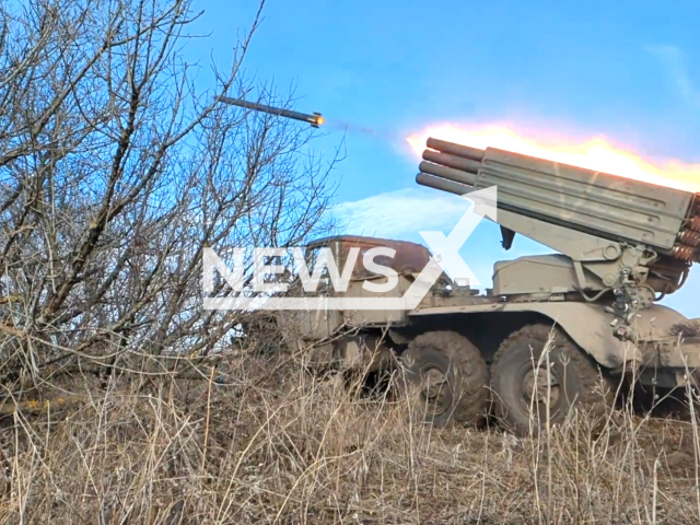 Artillery units of the "East" military force carry out nighttime operations, using Grad rocket launchers to destroy Ukrainian Armed Forces strongholds on the Southern Donetsk front. Note: Picture is a screenshot from the video. (Ministry of Defense of the Russian Federation/Clipzilla)