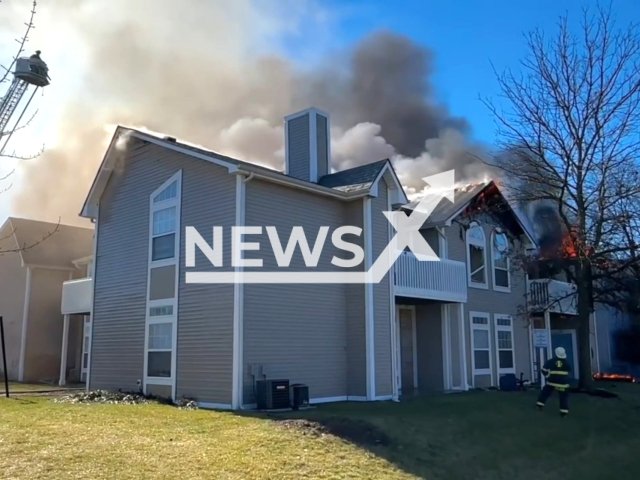 Heroic firefighters of the Indianapolis Fire Department battle an intense blaze at the Buffalo Creek Apartments in Indianapolis, Indiana on  5 February. Note: Picture is a screenshot from the video. (Indianapolis Fire Department/Clipzilla)