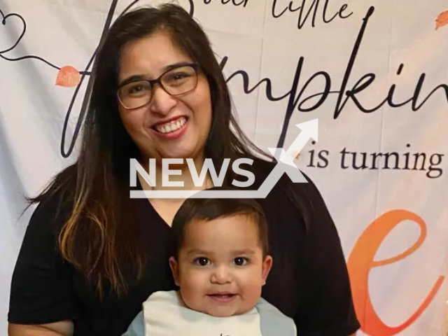 Giovanna Cabrera, 31, poses with her baby in undated photo. She died in house fire after rescuing two of her children in Houston, Texas. Note: Private photo. (GoFundMe/Newsflash)