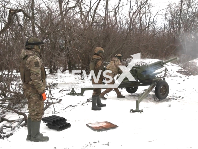 Troops from the "Vostok" battalion group of the Russian Central Military District conduct combat training exercises for the "Vasilek" mortar crew and the "Rapira" anti-tank gun crew on a training ground in the rear of the operational area. Note: Picture is a screenshot from the video. (Ministry of Defense of the Russian Federation/Clipzilla)