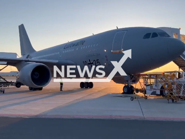 The injured Ukrainians transported from Poland to Germany at the Cologne Bonn Airport, Cologne, Germany. Note: Picture is a screenshot from a video (@Team_Luftwaffe/Newsflash)