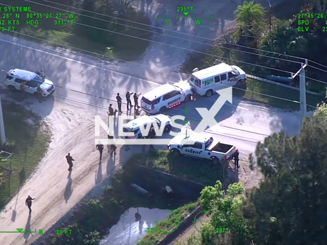 Police peruse suspect in stolen U-Haul, in Indian River County, Florida, USA, on Thursday, Feb 1, 2024. Note: Picture is a screenshot from the video. (Indian River County Sheriff's Office/Clipzilla)