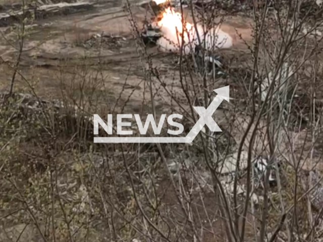 The crew of the short-range anti-aircraft missile system Strela-10 destroye air targets of the Ukrainian Armed Forces in the Donetsk, Ukraine. Note: Picture is a screenshot from the video. (Ministry of Defense of the Russian Federation/Clipzilla)