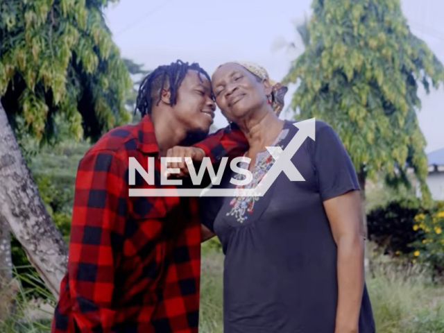 Picture shows George, 24, and Catherine, 80, a couple from Dar es Salaam, Tanzania, undated. They have 56-year age gap. Note: Image is a screenshot from video. (Newsflash)