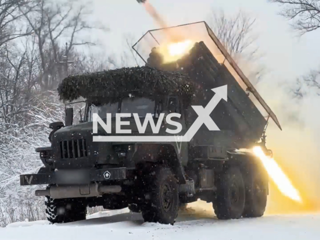 Russian artillerymen destroy a truck and troops of the Armed Forces of Ukraine in the city of Lyman, Ukraine. Note: Picture is a screenshot from the video. (Ministry of Defense of the Russian Federation/Clipzilla)