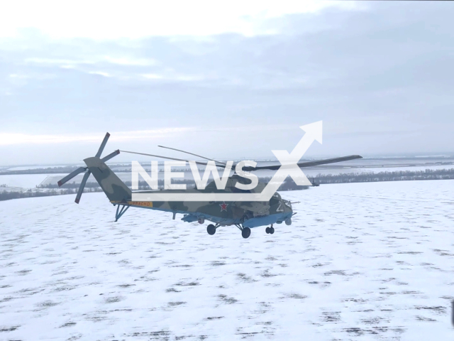 Russian army aviation pilots strike a concentration of manpower and equipment of the Ukrainian Armed Forces in Lyman, Ukraine. Note: Picture is a screenshot from the video. (Ministry of Defense of the Russian Federation/Clipzilla)