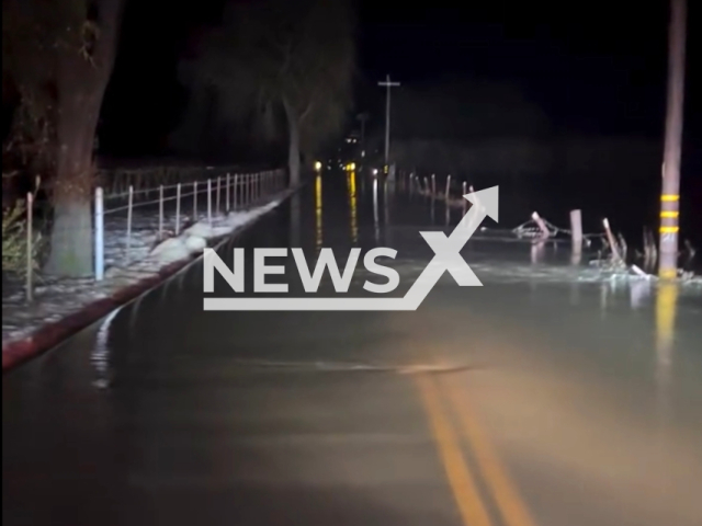 Flooding on Mark West Station Rd. in Sonoma, California, USA, on Sunday, Feb. 18, 2024. Note: Picture is a screenshot from the video. (Sonoma County Fire District /Clipzilla)