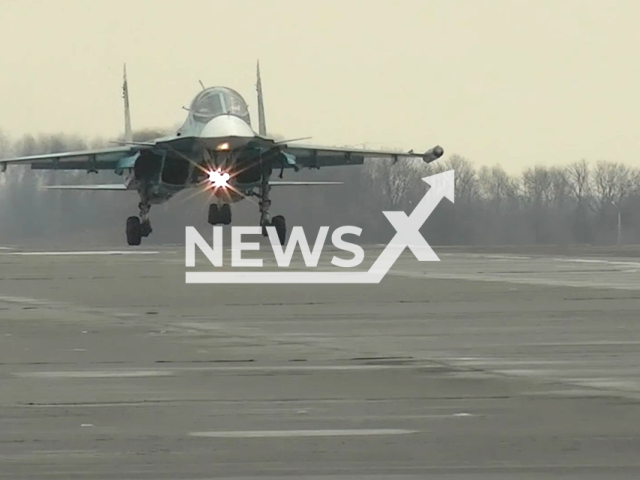 The crew of a Su-34 Russian Aerospace Forces destroy a Ukrainian command post, in Kupiansk, Ukraine. Note: Picture is a screenshot from the video. (Ministry of Defense of the Russian Federation/Clipzilla)