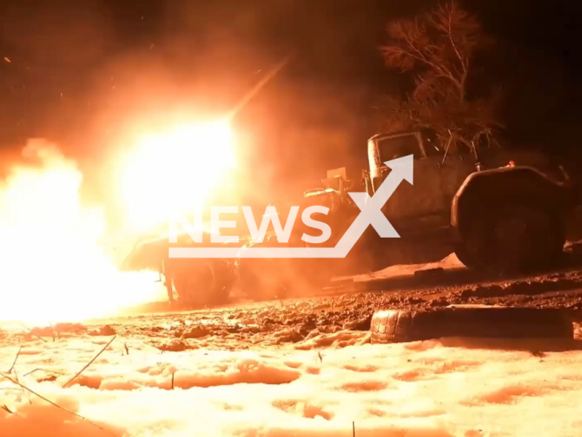 The crew of the multiple rocket launcher "Grad" destroy a Ukrainian Armed Forces stronghold in Bakhmut, Ukraine. Note: Picture is a screenshot from the video. (Ministry of Defense of the Russian Federation/Clipzilla)